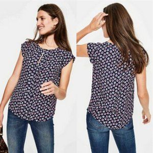 Boden blue floral short sleeve dress blouse